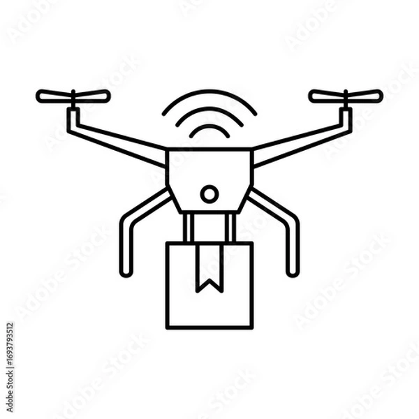Fototapeta package delivery with drone vector icon