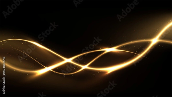 Fototapeta glowing golden light streak abstract background with luminous waves and sparkling particles creating elegant dynamic motion design for modern digital art and futuristic concepts