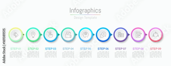 Fototapeta Infographic 9 options design elements for your business data. Vector Illustration.
