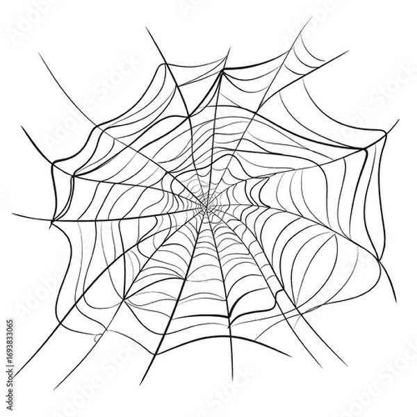 Obraz Hand-drawn illustration of eerie spider webs, evoking a spooky Halloween atmosphere. Designed as dark line art for festive decoration, perfect for celebrating the night of ghosts with an artistic and 
