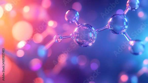 Fototapeta Futuristic Glass and Water Molecular Designs: A Conceptual Exploration of Advanced Skincare and Cosmetic Innovation, Blending Organic Patterns, Bioluminescence, and Minimalist 3D Aesthetics