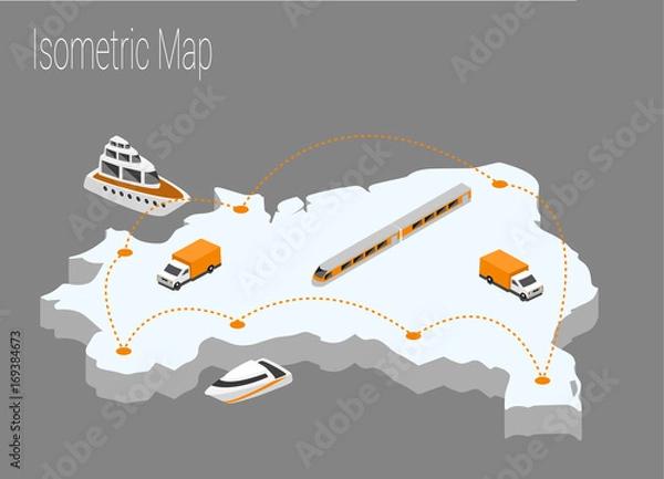 Fototapeta Map Brazil isometric concept.