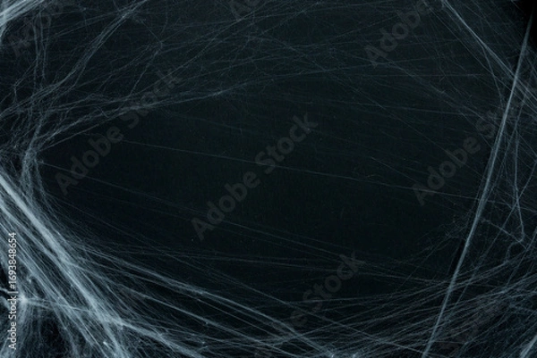 Fototapeta close up spider's web on retro vintage dark black color background for halloween night party design concept concept