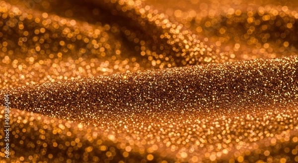 Fototapeta Glittering gold surface with sparkling shimmer and light reflection
