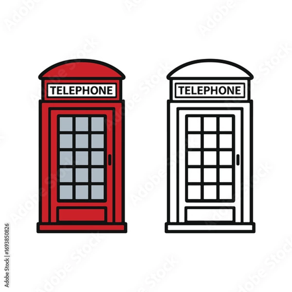 Obraz red telephone box on White Background