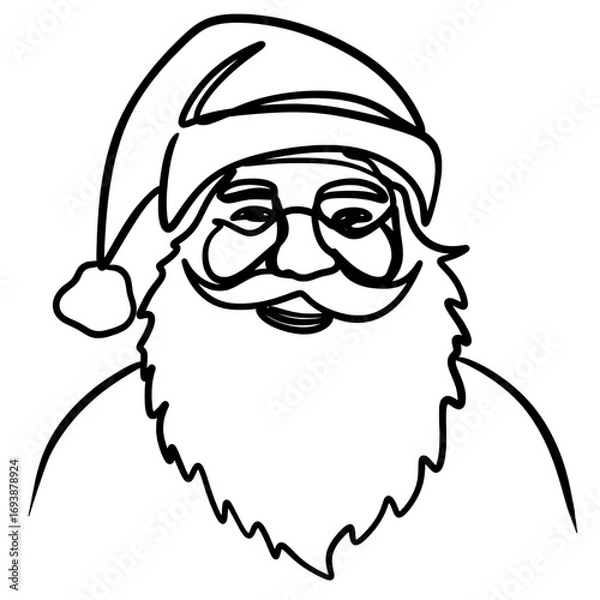 Obraz Santa Claus Waving Hand Christmas Coloring Page Vector Line Art