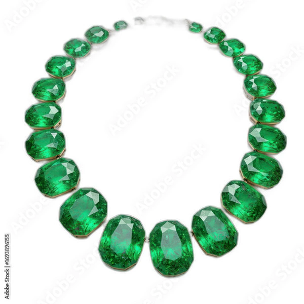 Obraz Luxurious emerald necklace, showcasing a captivating array of faceted gems, set against a striking black backdrop.