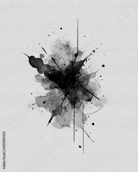 Obraz Monochrome ink splatter, abstract art