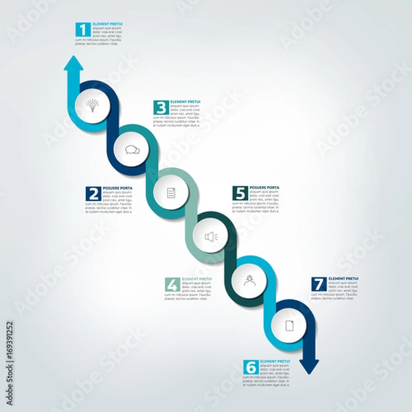 Fototapeta  Infographic timeline report, template, chart, scheme. Vector.