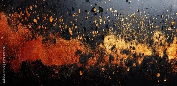 Obraz Abstract texture of black, copper, and gold splatter