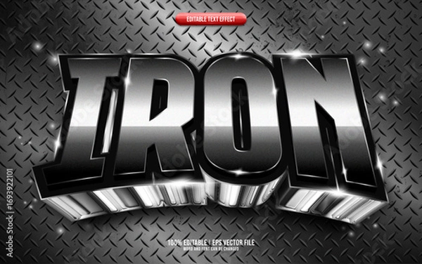 Fototapeta Bold metallic iron 3D editable text effect