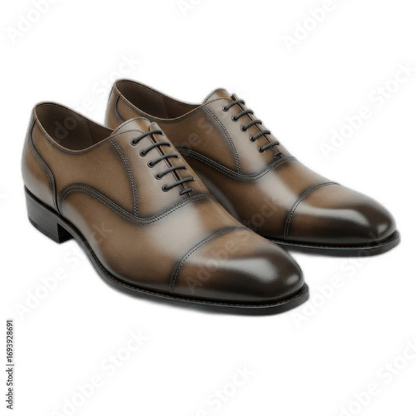 Obraz Two polished, brown leather lace-up shoes display a gradient tone and meticulous craftsmanship.