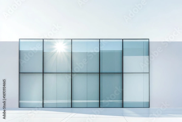 Obraz Modern solar panels reflecting sunlight in a clean row creating sustainable energy