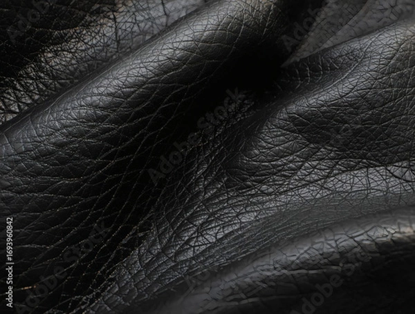 Fototapeta Black Leather Texture Detailed Background 