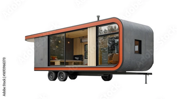 Fototapeta Tiny Homes on Wheels Compact Versatile Mobile Dwellings Designed isolated on a transparent background