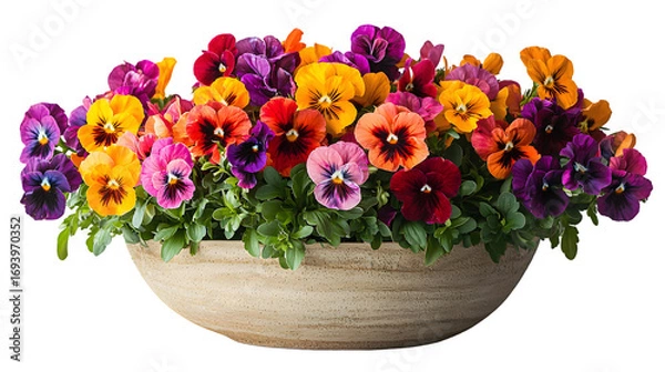 Fototapeta Vibrant and Colorful Pansy Flowers Blooming in a Lush and Elegant Floral isolated on a transparent background