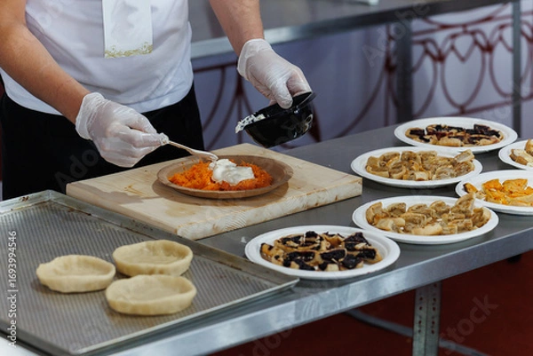 Fototapeta Catering Service Specializes in Preparing Delicious and Flavorful Dishes Using Fresh Ingredients