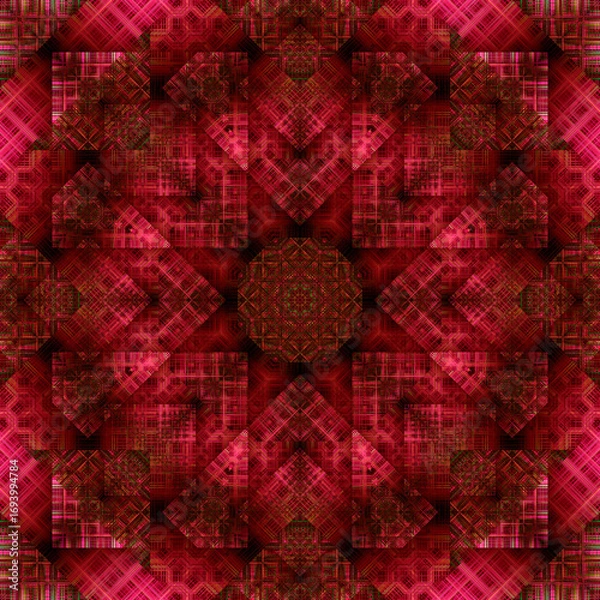 Fototapeta square abstract texture pattern mandala in red tones.