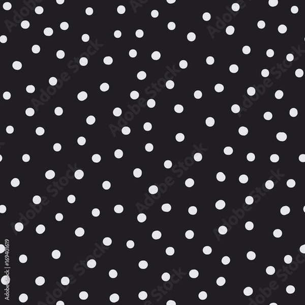 Fototapeta Randomly placed dots and spots seamless vector pattern. Hand drawn decorative background or simple texture for print, textile, wallpaper, home decor, wrapping or web.