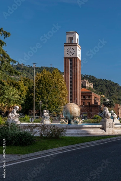 Fototapeta View of the ancient Piazza della Liberazione square in the historic center of Massa, Italy
