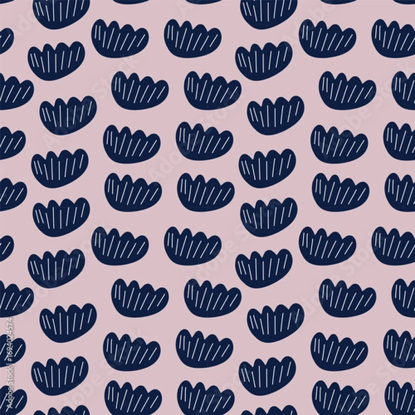 Fototapeta Seamless dark leaf pattern, modern flat vector illustration for kids design, trendy botanical background for nursery, textile and wallpaper.