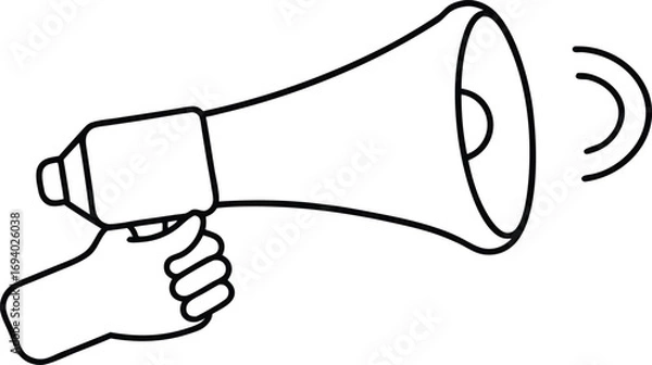 Obraz Hand holding megaphone isolated on white background, vector illustration design