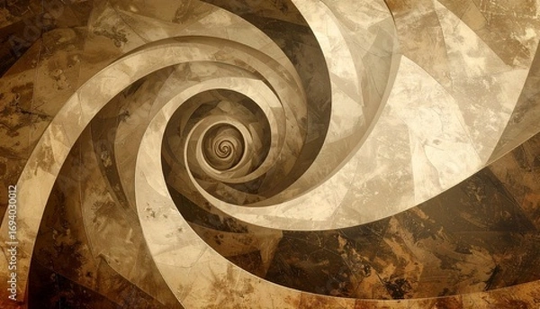 Fototapeta A sepia-toned spiral geometric wallpaper adds a touch of retro vintage flair.