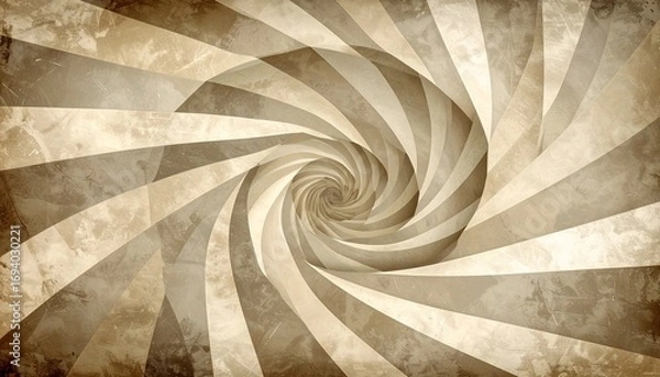 Fototapeta A sepia-toned spiral geometric wallpaper adds a touch of retro vintage flair.