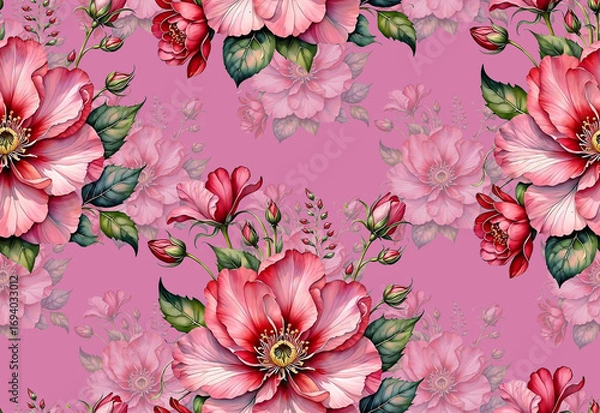 Obraz Digital design textile print floral pattern digital design boarder seamless pattern . 