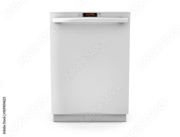 Obraz Freestanding dishwasher on white background 3d render