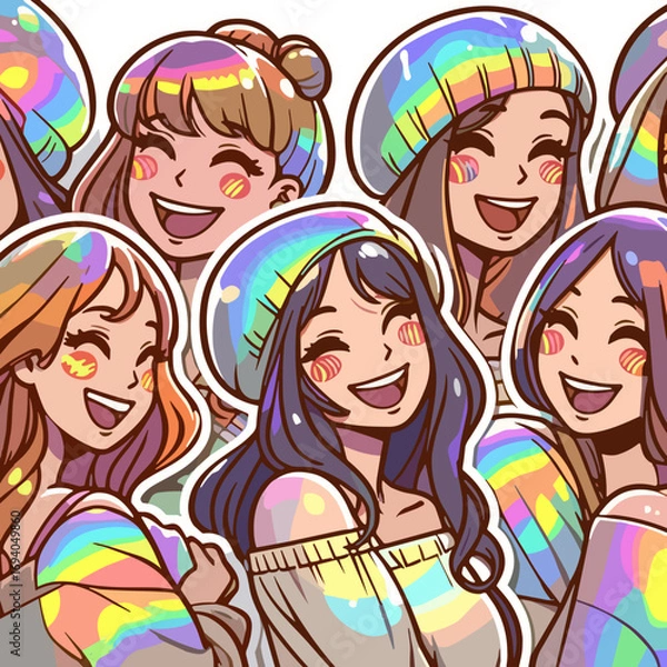 Fototapeta Joyful Hues Women's Day stickers vector