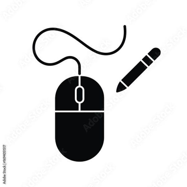 Fototapeta Computer mouse and stylus icon for digital art and design