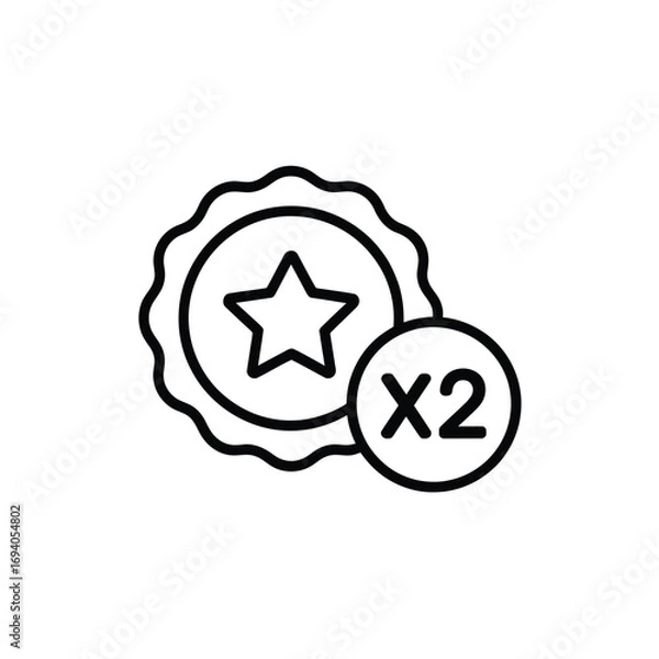 Fototapeta Two star badges with a double quantity indicator