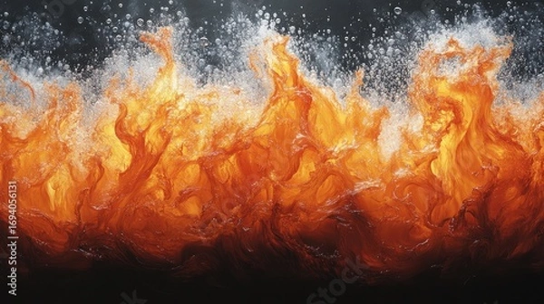 Obraz Fiery Water Splash; Abstract Flames in Liquid; Dramatic Background