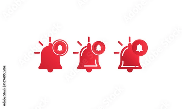 Obraz Red Notification Bell Icon Set