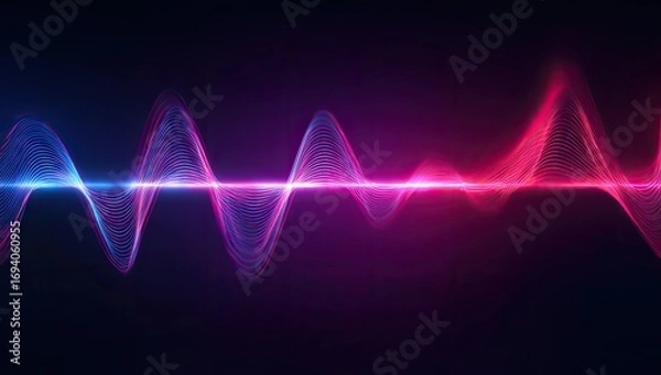 Obraz Abstract sound wave graphic with vibrant neon colors