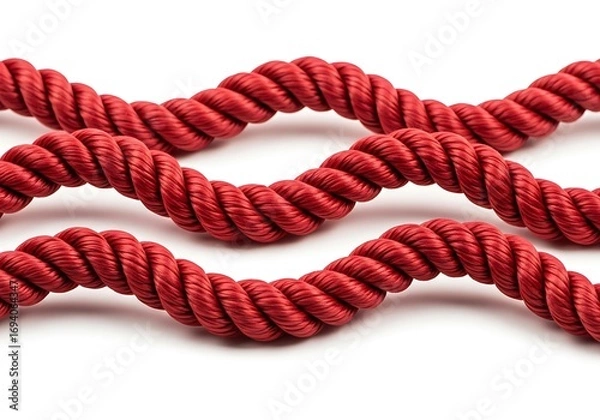 Obraz Red twisted rope on white background