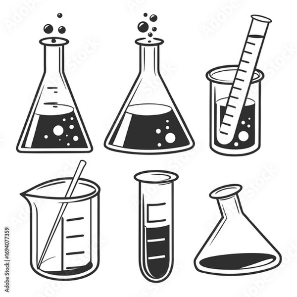 Fototapeta Chemistry lab glassware bubbling and mixing laboratory