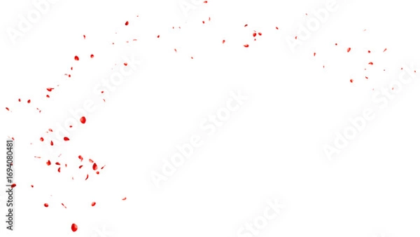 Fototapeta 赤いバラの花びらの乱舞：背景透過	