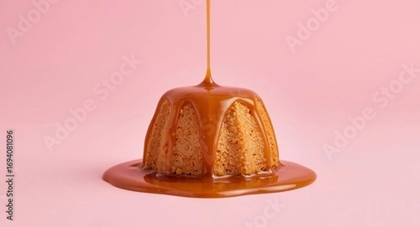 Obraz Caramel Cascade. Textural Treat on a Soft Pink Canvas, A Sweet Abstract Composition.