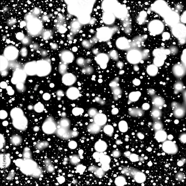 Fototapeta Snow on transparent background. Winter snowfall effect of falling white snow flakes and shining, New Year snowstorm or blizzard realistic backdrop. Christmas or Xmas holidays.