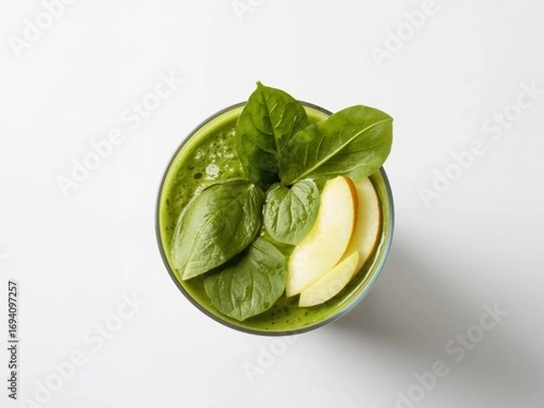 Obraz Verdant Infusion, A Composition of Greens and Pale Yellow in a Round Glass.