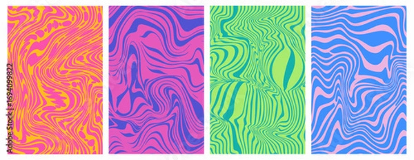 Fototapeta Liquid abstract background collection. Vibrant distorted shapes with fluid colorful lines. Perfect for posters, covers, and creative projects