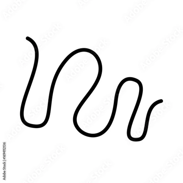 Fototapeta A single wavy black line on a white background, representing flow, sound waves, or abstract design.