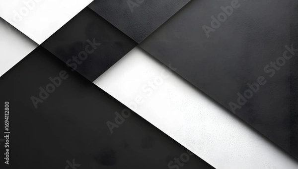 Fototapeta Black and white geometric background with shadows. Minimalist design,