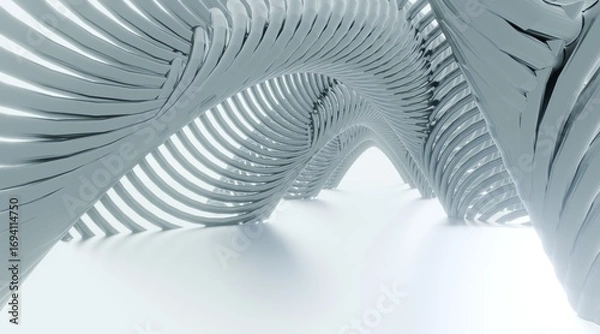 Fototapeta Abstract architecture background arched interior 3d render