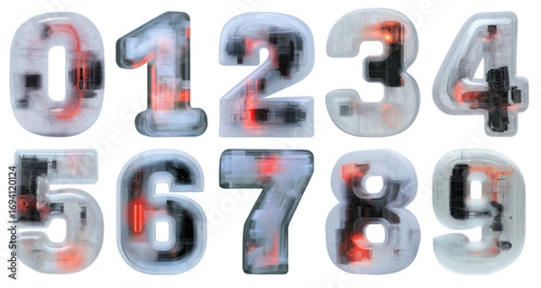 Obraz Creative display of translucent numbers with a digital and modern aesthetic