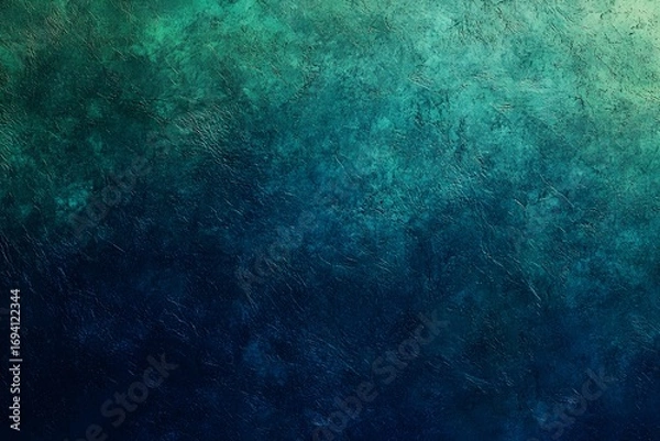 Fototapeta Abstract green and blue gradient background with a grainy texture, a dark blurred wallpaper 