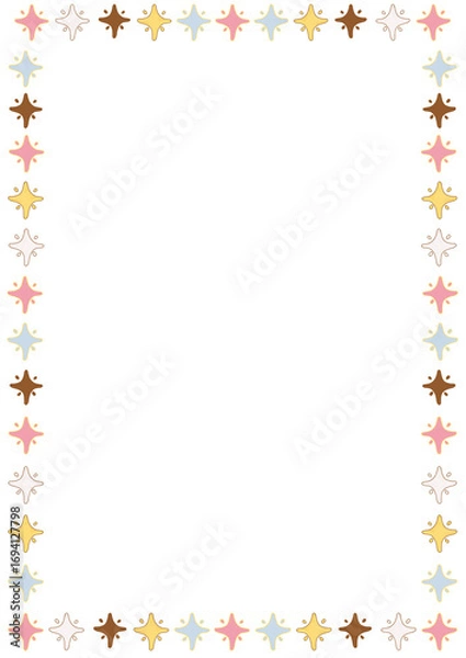 Fototapeta Multicolored stars decorative frame for greeting card and invitation design. Rectangular border in children's style.