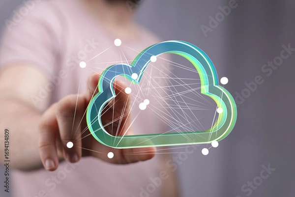 Fototapeta Secure cloud storage and data access.  Boost efficiency and collaboration.